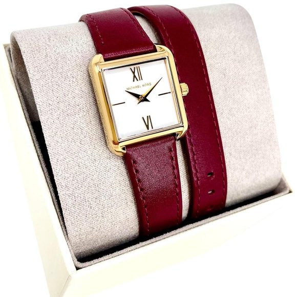 COPY - NWT MICHAEL KORS Lake Red Leather Watch MK2761 main image 2